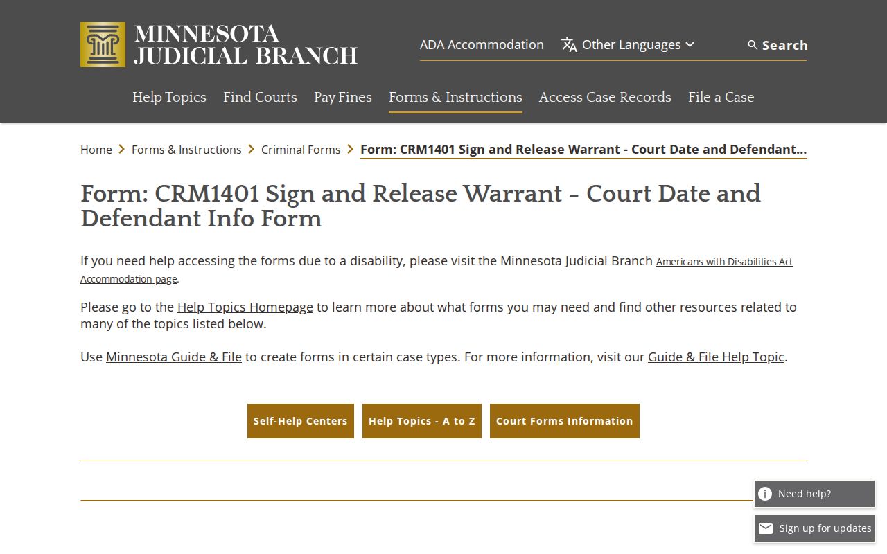 Waseca County bench warrants: sign-and-release warrant form page with the new court date fields
