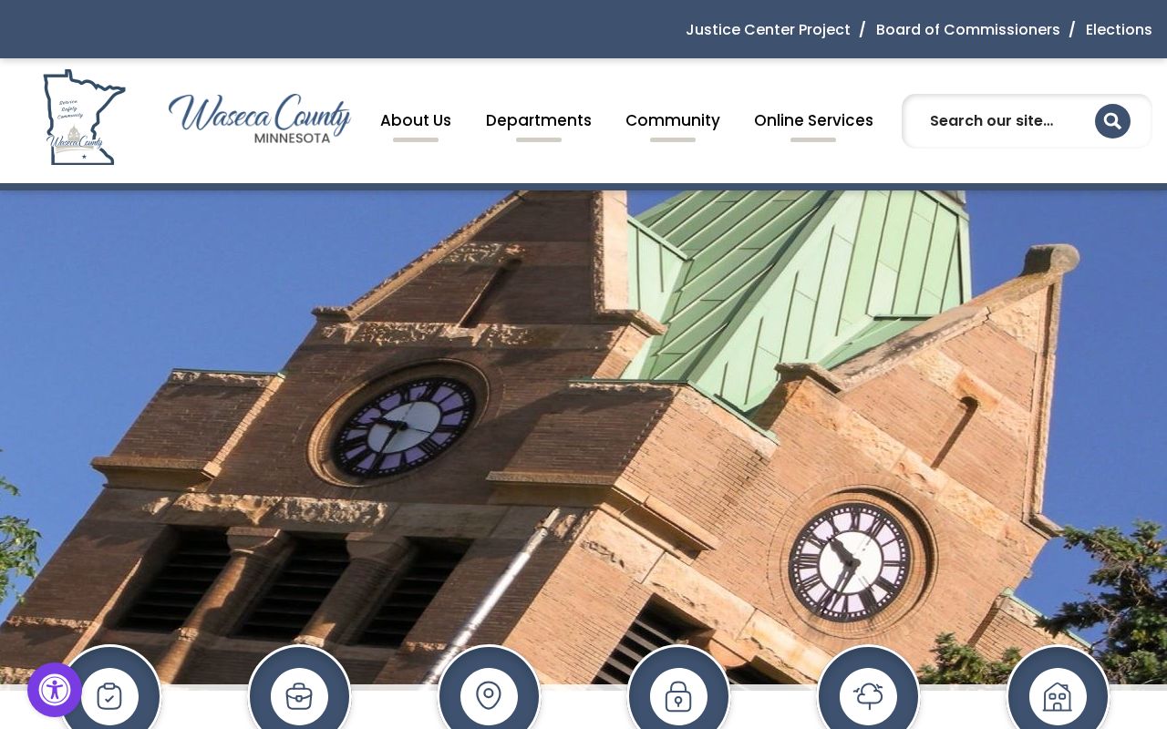 Waseca County warrant records: official county homepage with a jail roster quick link